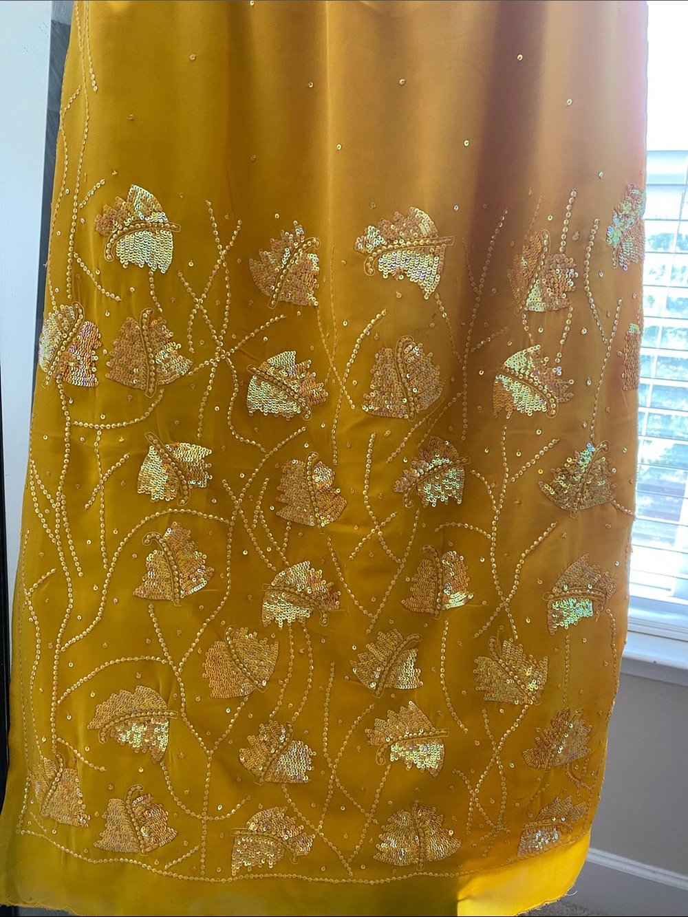 Canary Yellow Sequin Embellished Saree